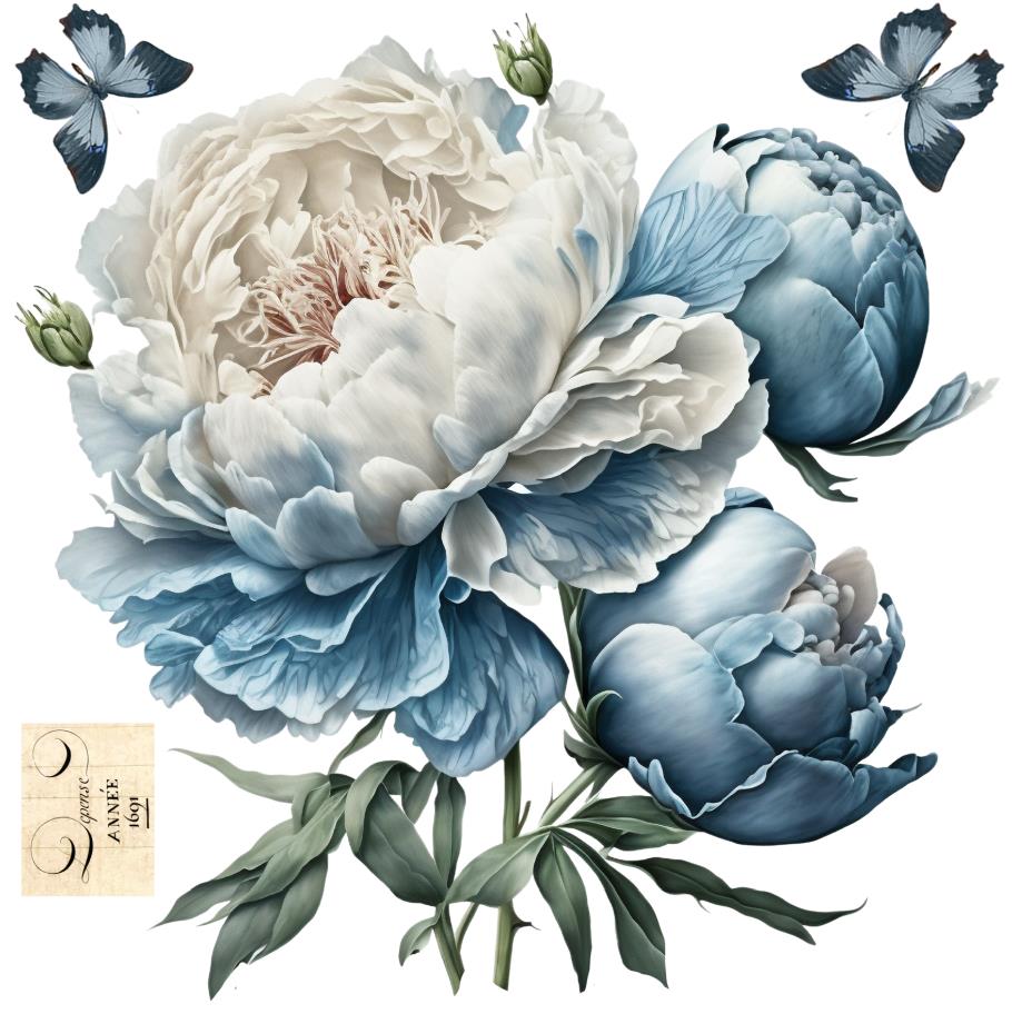 Porzellansticker "Blue Peony" 6