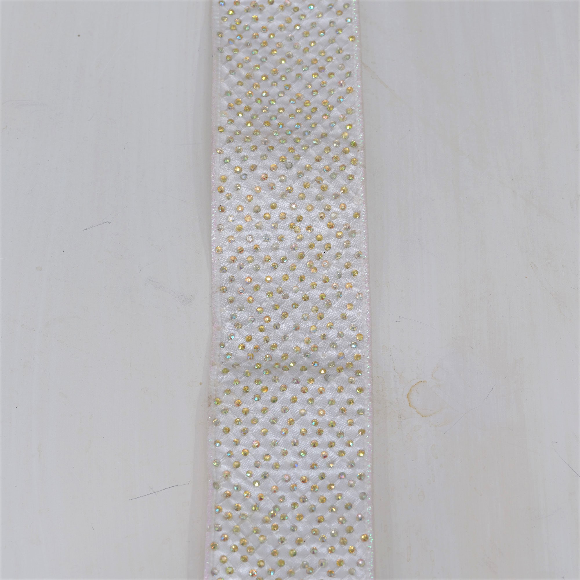 4,57m Schleifenband mit Strass Weiß
