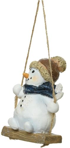 Figur auf Schaukel - Schneemann (dunkle Mütze)