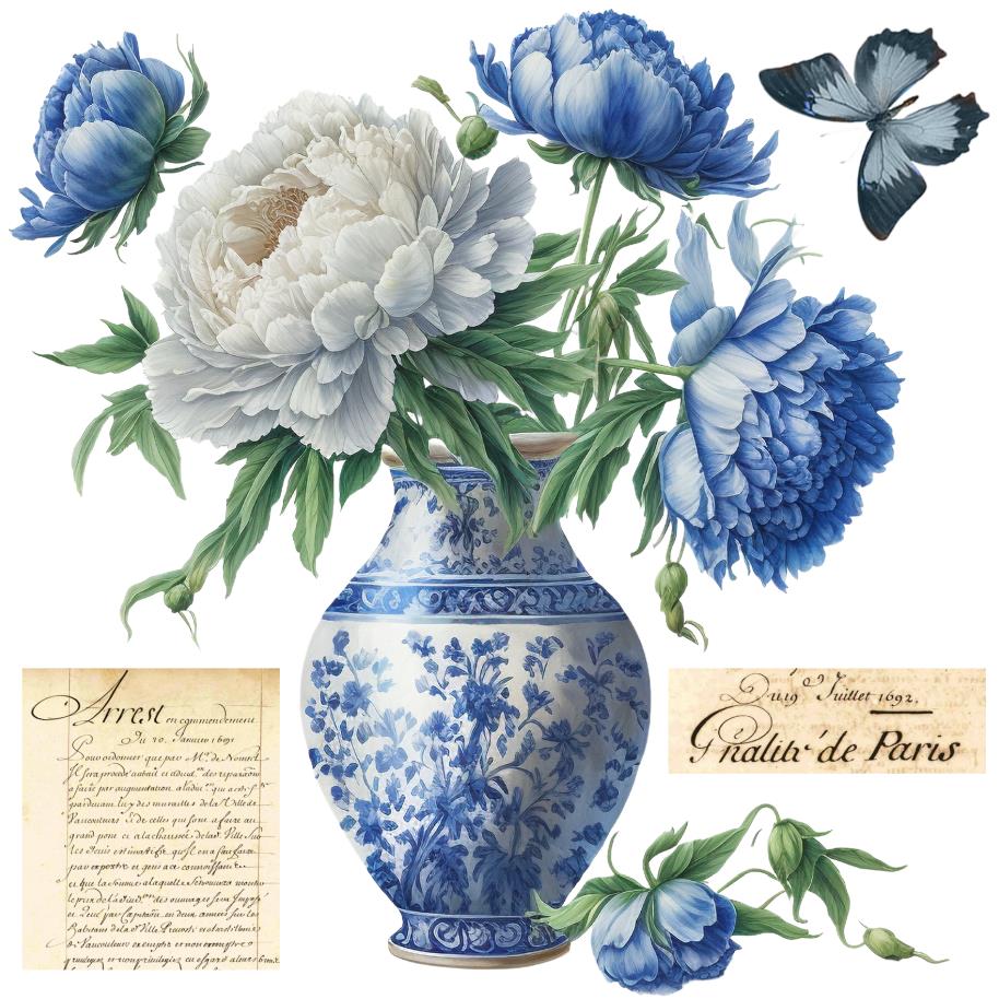 Porzellansticker "Blue Peony" 5