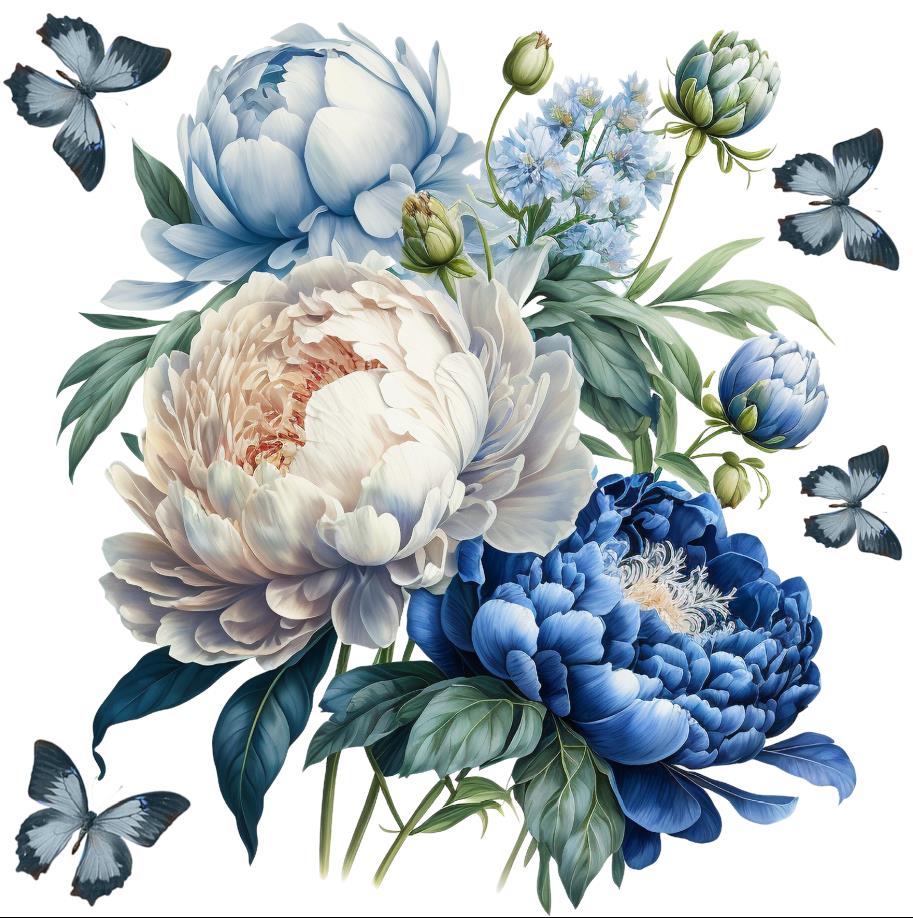 Porzellansticker "Blue Peony" 4