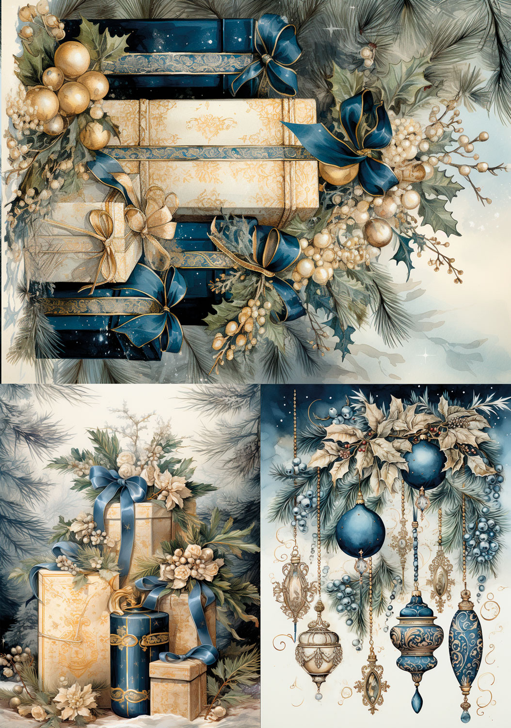 Reispapier "Blue Christmas" 6