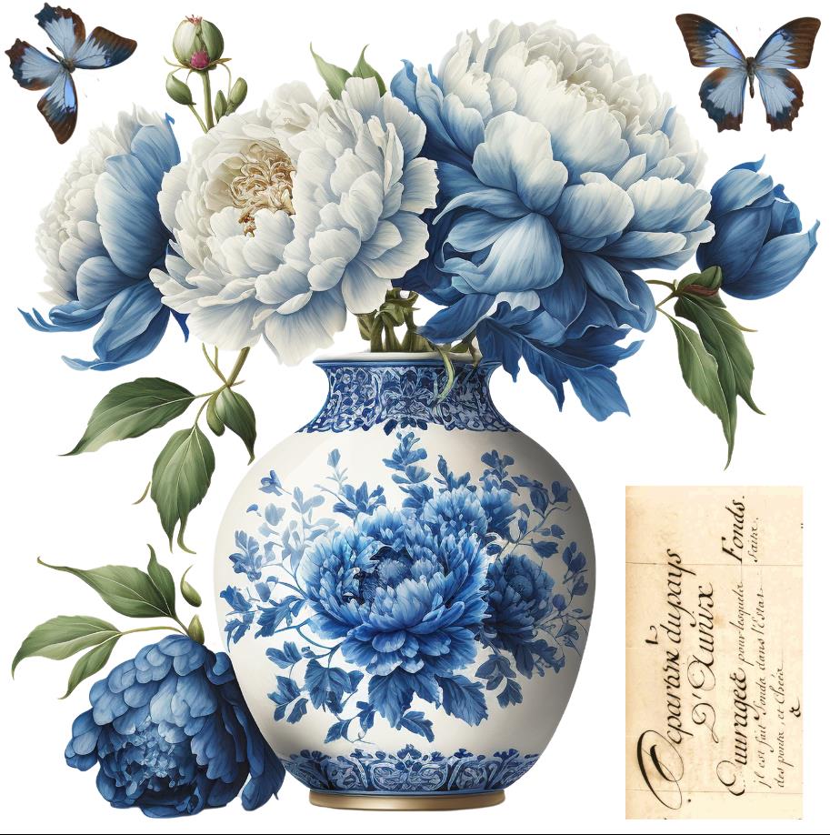 Porzellansticker "Blue Peony" 1