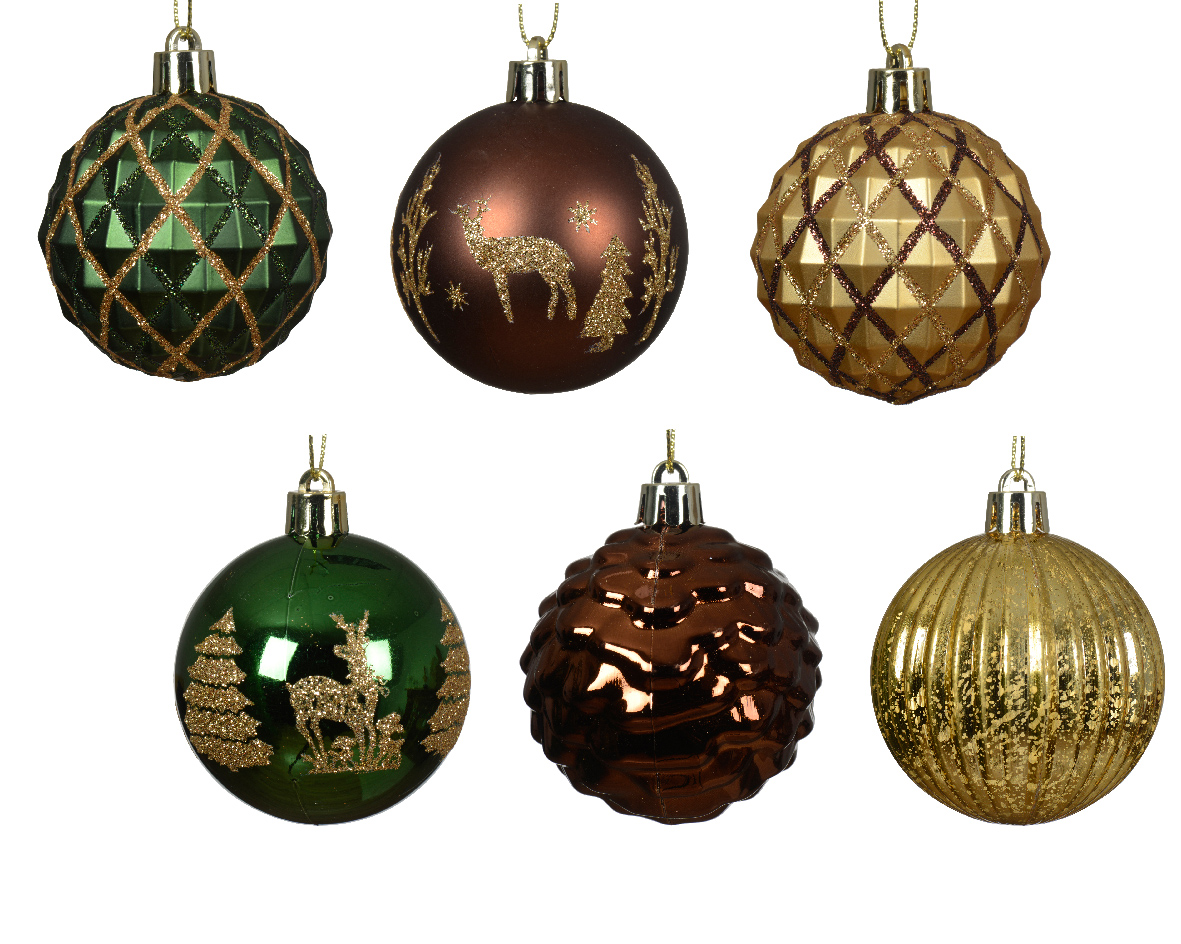 6  Weihnachtskugeln "Forest" - Mix