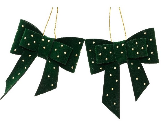 2 Anhänger "Christmas" Schleife - grün