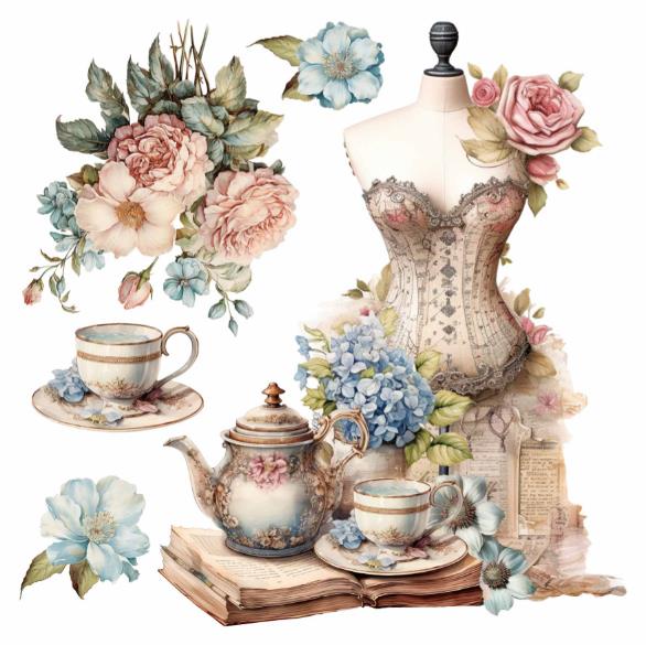 Porzellansticker "Faded Flowers" 4