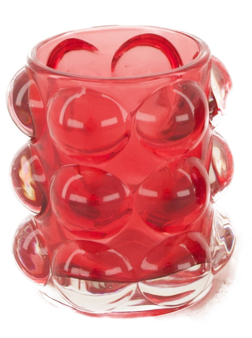 Teelichtglas "Bubble" - hellrot