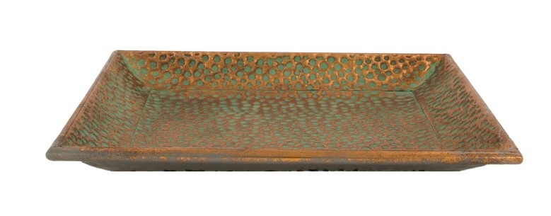 Metalltablett 28 x 28 cm - Antik Rost