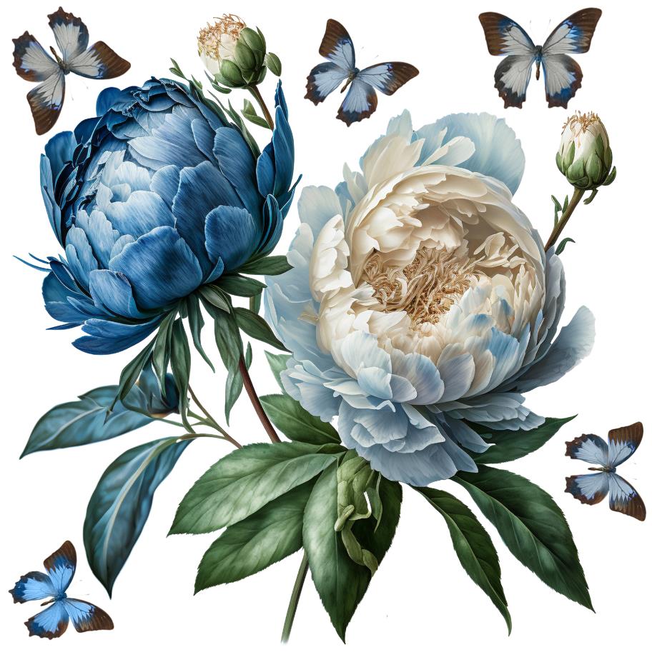 Porzellansticker "Blue Peony" 3